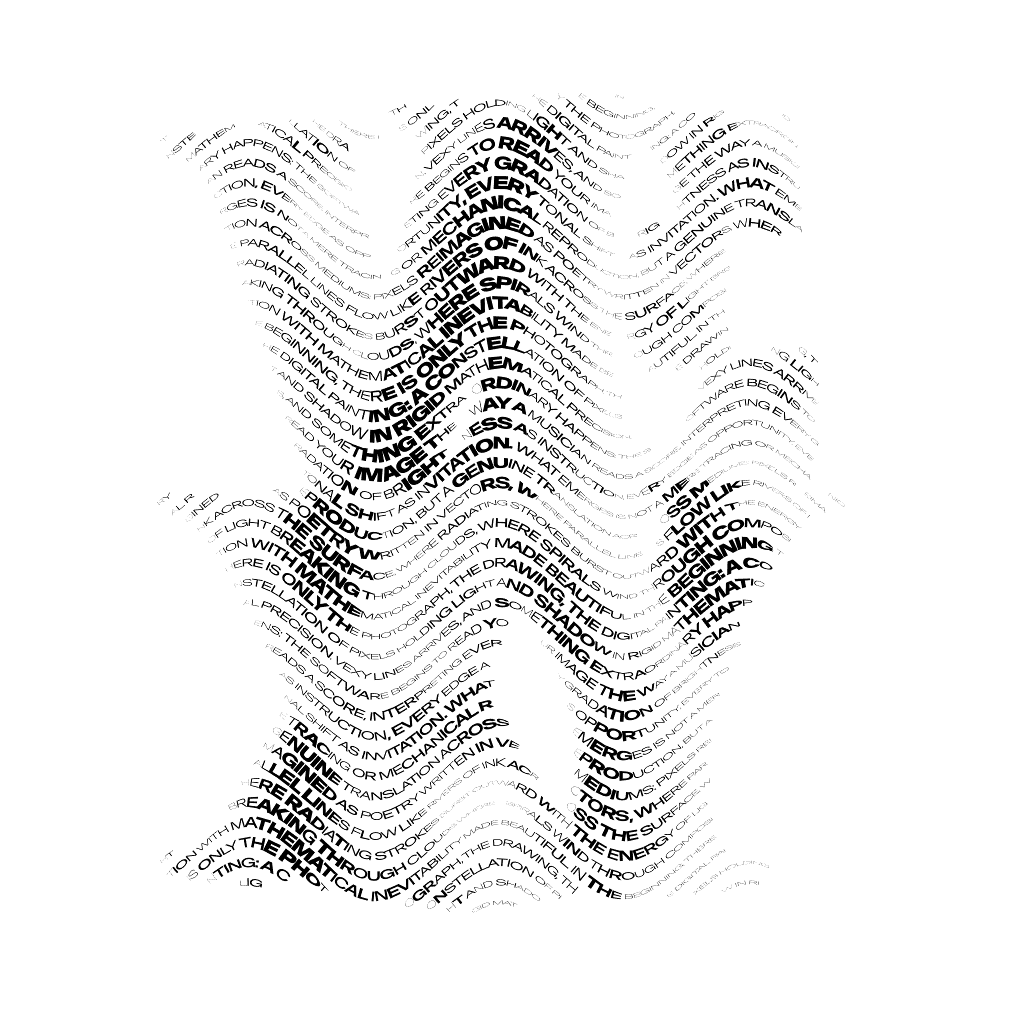 A flame rendered entirely from variable-font text, each glyph at its own instance