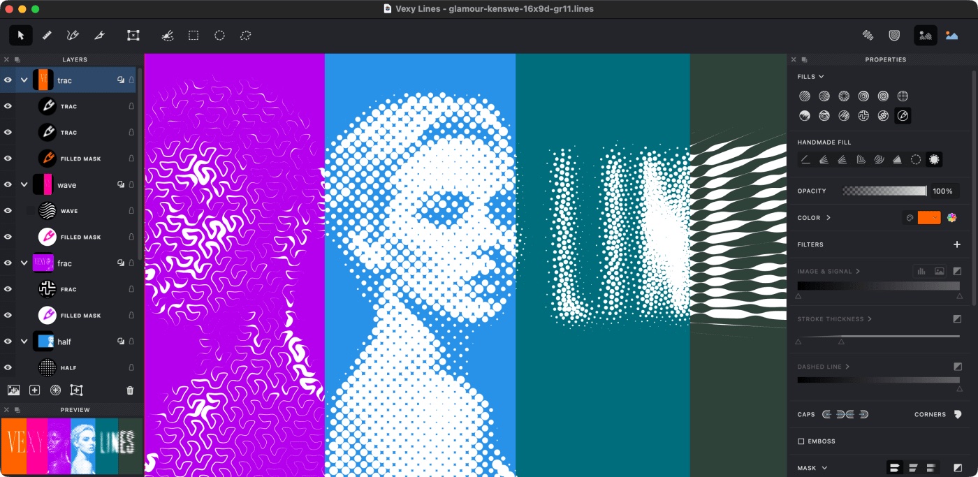 Vexy Lines workspace